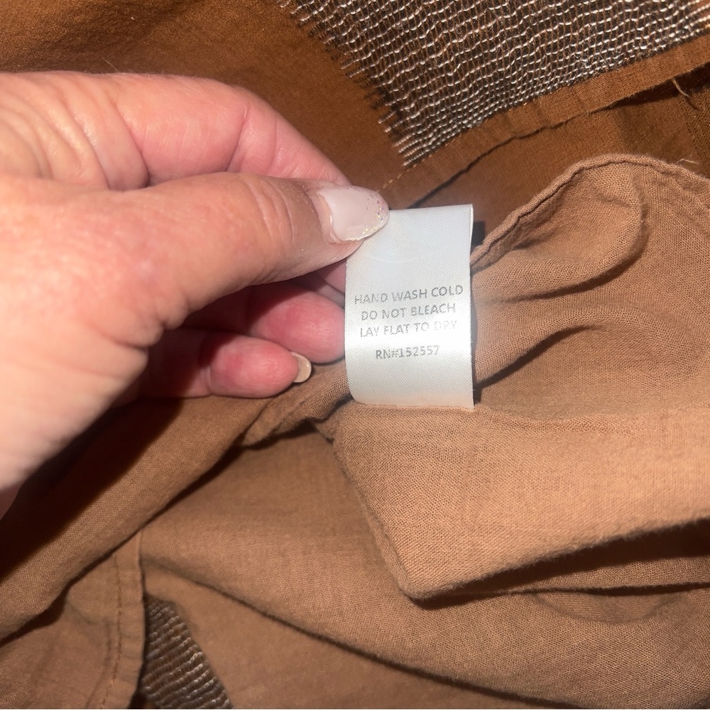 Roolee Brown Black Patchwork Button Back Top Sz S - image 7